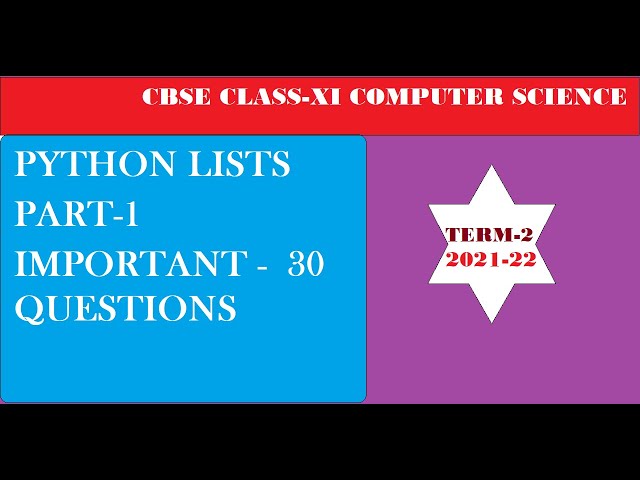 #list in python |Mock Test | CBSE Class-XI |Computer Science| python Important Questions | MCQ quiz