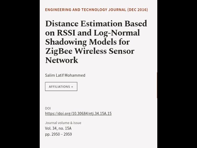 Distance Estimation Based on RSSI and Log-Normal Shadowing Models for ZigBee Wireless... | RTCL.TV