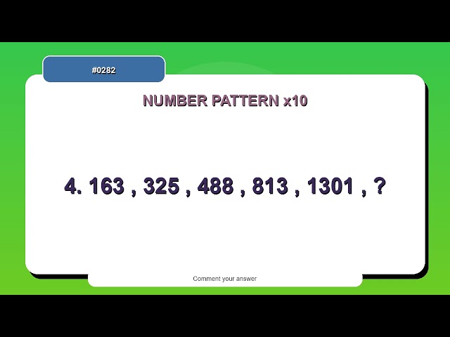 Number Pattern Challenge #0282 | 10 Number Pattern Practice Questions