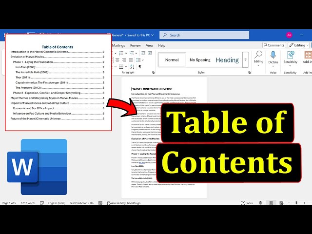 How to make a Table of Contents in Microsoft Word
