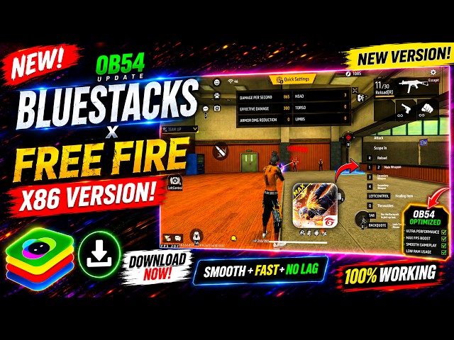 Free Fire Max x86 OB54 APK Download | Beta X BlueStacks Latest Update 240+ FPS (2026)