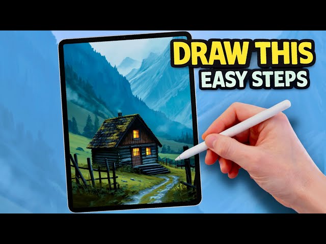 Draw a Cozy Mountain Cabin in Procreate | Step-by-Step Tutorial