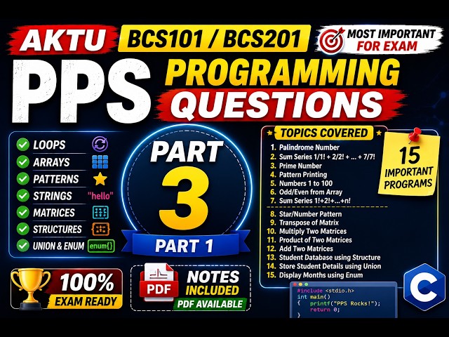 Part 3 | AKTU PPS Most Important Programming Questions 🔥 | Unit 4–5 Complete | BCS101/BCS201