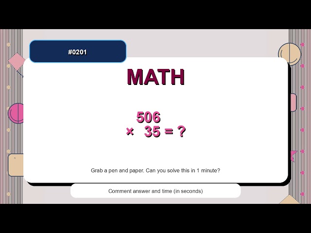 1 Minute Math Multiplication #0201