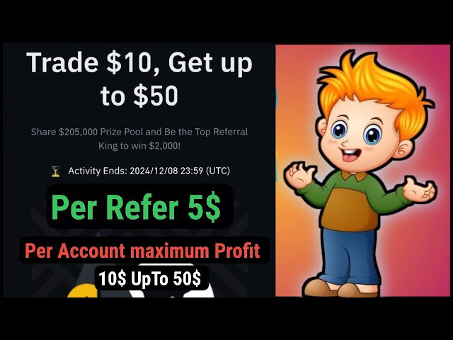 Binance New Refer Event.Per Refer 5$ UpTo 100$ New Account maximum Profit 10$ UpTo 50$