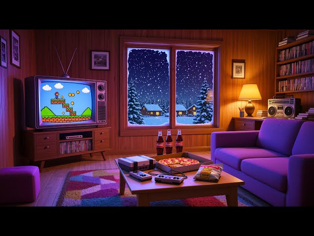 Winter Gaming Room 1985 | NES Retro Lofi Synthwave Music | 🎮 80s Nostalgia Radio to work & chill to