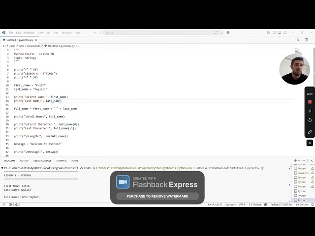 Python Course #8  Strings in Python for Beginners