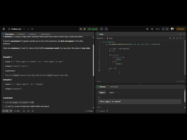 LeetCode 884 – Uncommon Words from Two Sentences | Python HashMap Explained | Day 13 – 64/1000 🔥
