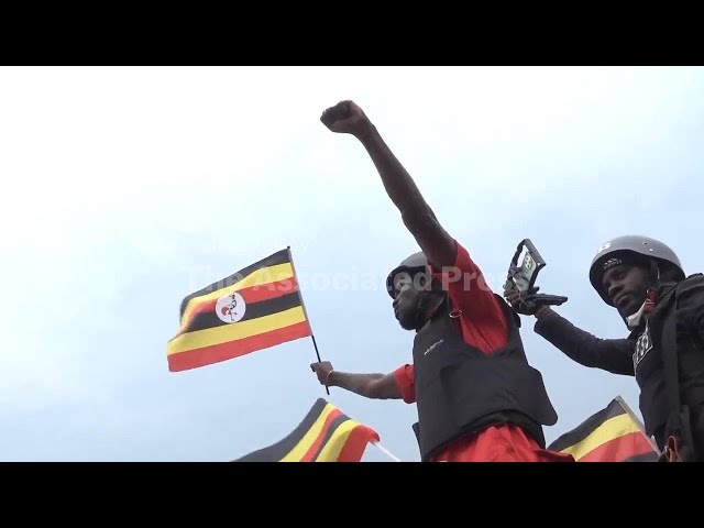 Thousands join Ugandan opposition leader Bobi Wine rally ahead of election despite police tear gas