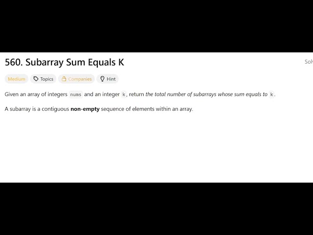 Subarray Sum Equals K | @faang-academy