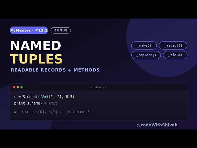 Python Named Tuples 🚀 _make, _asdict, _replace Explained | PyMaster India #13.2