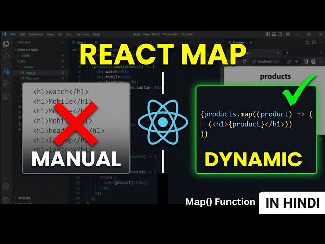 Map Function In React JS 🚀 | Render Lists Dynamically in React | ReactJS Tutorial in Hindi