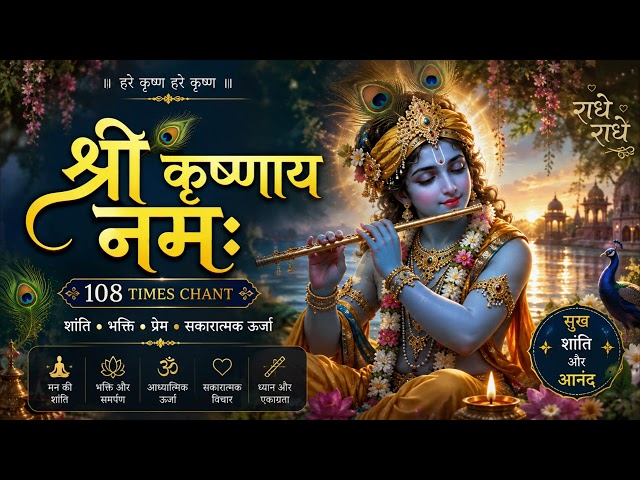 श्री कृष्णाय नमः | 108 Times Chant | Soothing Krishna Mantra for Peace, Meditation & Positive Energy