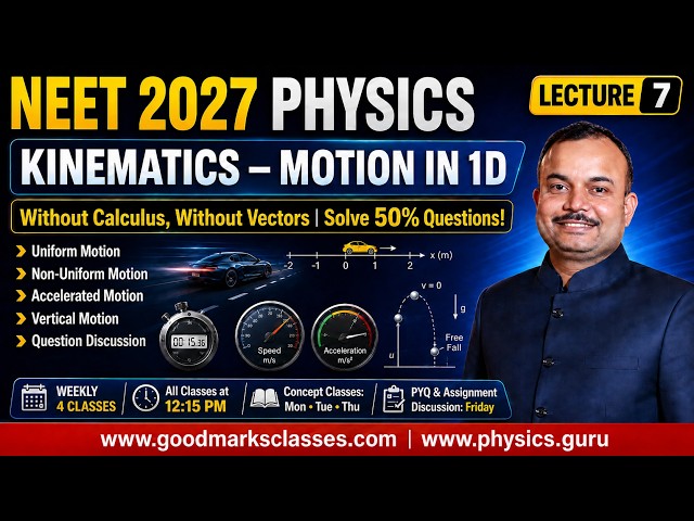 Kinematics Motion in 1D | No Calculus, No Vectors | NEET 2027 Physics | Lecture 7