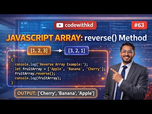 JavaScript Array reverse Method Explained | Reverse Array Elements in JavaScript | Part 63