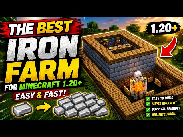The BEST Iron Farm for Minecraft 1.20+ (Easy & Fast)