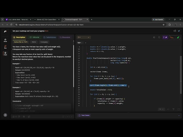 Fractional Knapsack | Greedy Algorithm in C++ | DSA Understanding of Code