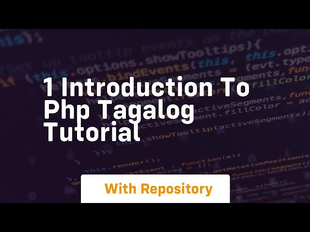 1 introduction to php tagalog tutorial
