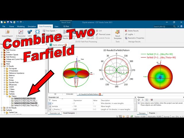 How to Combine TWO Radiation Pattern polar plot in CST
