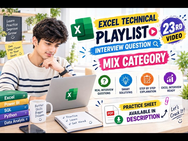 Excel Interview Questions | Part 23 | with practice sheet✅ #interviewtips #interviewquestions