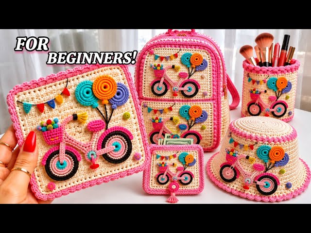 😱SUPER EASY!VIRAL Crochet BICYCLE Granny Square | PERFECT FOR Mini BAG, Hat, Backpack & Pencil Case