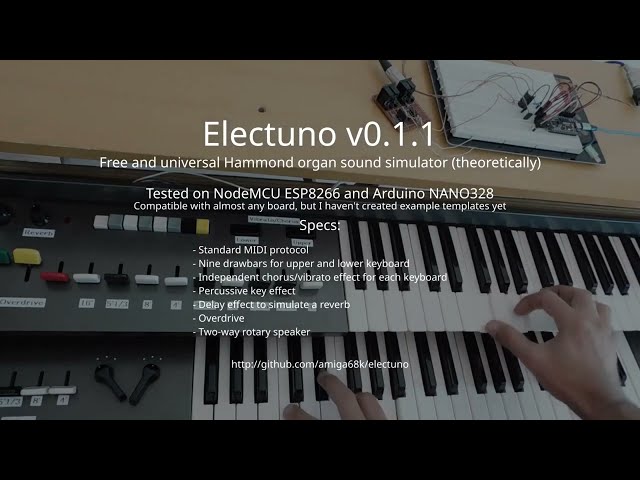 Arduino Hammond organ simulator for small AVR (nano328, esp8266)