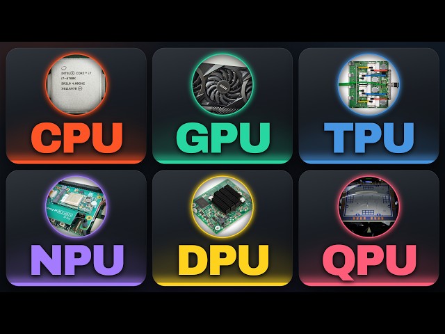 Every Processing Unit Explained in 7 Minutes (CPU, GPU, TPU, NPU, DPU, QPU)