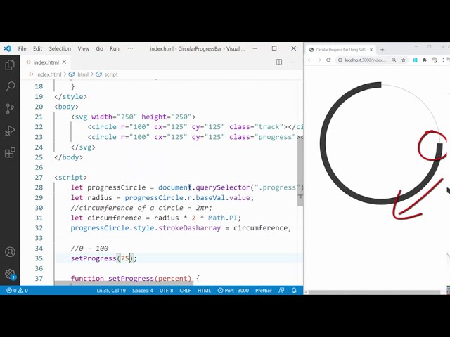 Circular Progress Bar Using SVG | HTML | CSS | JS
