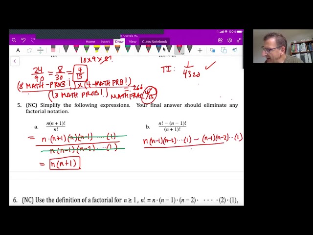 Math Analysis HL Unit 2 Video 6: Factorials; classwork problems 1 - 5 (Chapter 1.4B)
