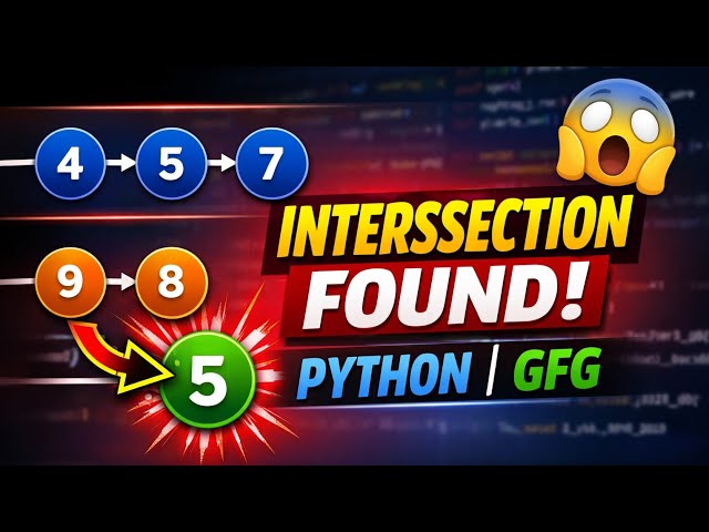Find Intersection Point of Two Linked Lists 🔥 | Python | GFG Interview Question #python #memes #gfg
