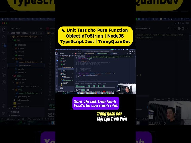 Unit Test cho Pure Function ObjectIdToString | NodeJS TypeScript Jest #shorts #trungquandev