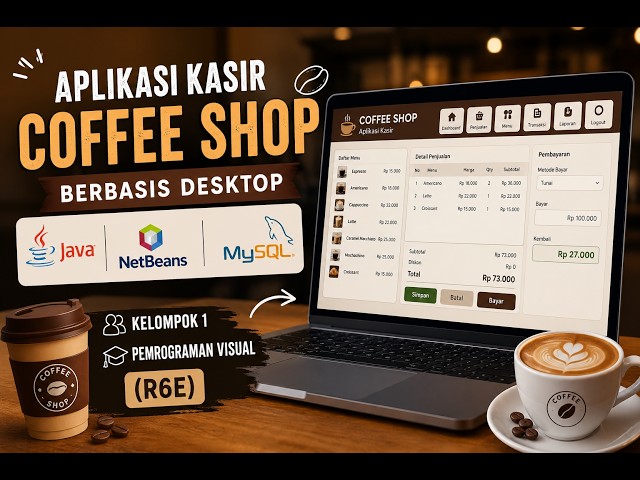 Aplikasi Kasir Coffee Shop | Java NetBeans + MySQL | Project Pemrograman Visual Kelompok 1 (R6E)