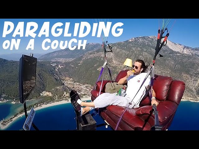 Paragliding on a Couch while Watching TV