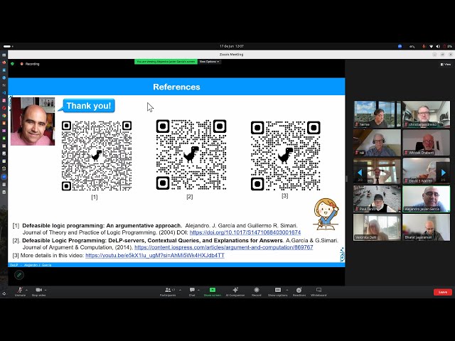 Alejandro J. García on Computational Argumentation with Defeasible Logic Programming (full meeting)