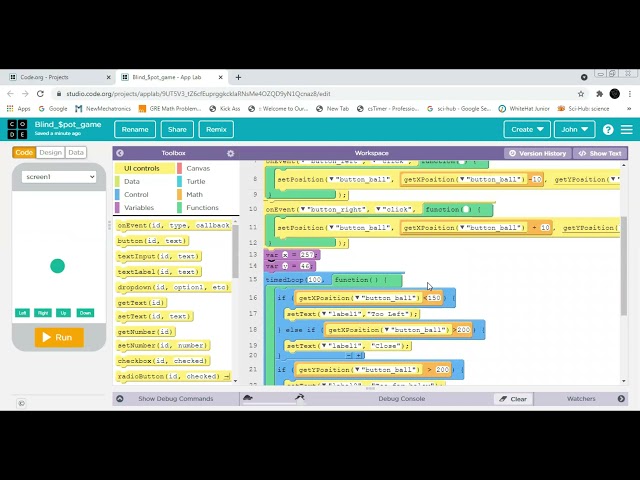 L8: How to make Blind spot game | Code