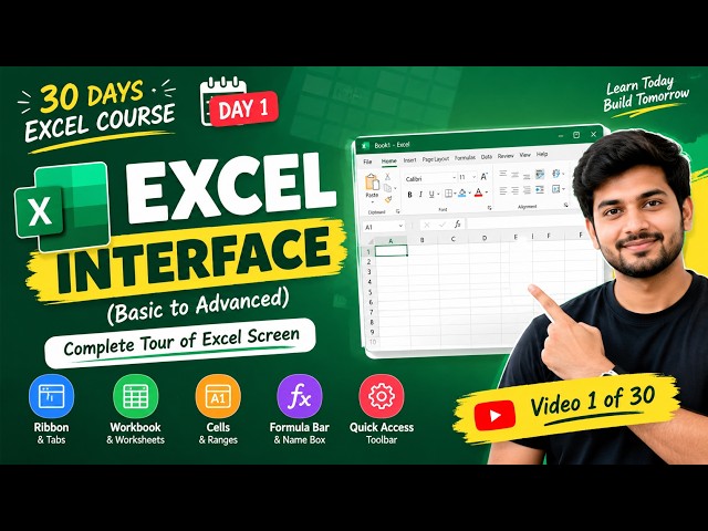 Excel Basics for Beginners | Complete Excel Interface Explained | Day 1 of 30