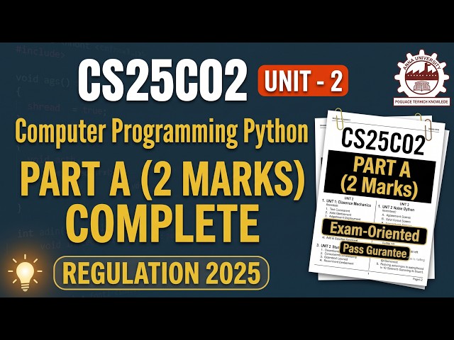 CS25C02 Computer Programming Unit-2 Part A Questions with Answers