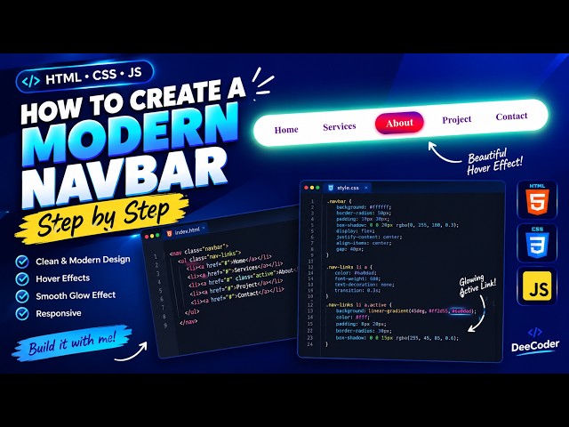 How to Create a Modern Navbar with HTML & CSS | Step-by-Step Tutorial