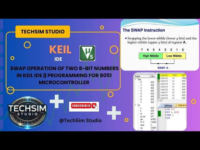 Swap Operation for 8051 Microcontroller in Keil ||  @TechSimStudio #swap #programminglanguage #keil