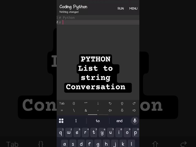 PYTHON | List to string Conversation #codewithme #coding #correctcoding #python #viral