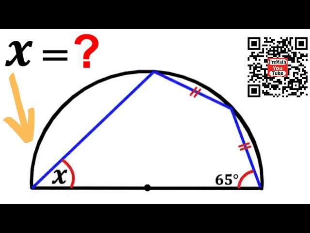 Can you find the angle X? | (Semicircle) | #math #maths | #geometry