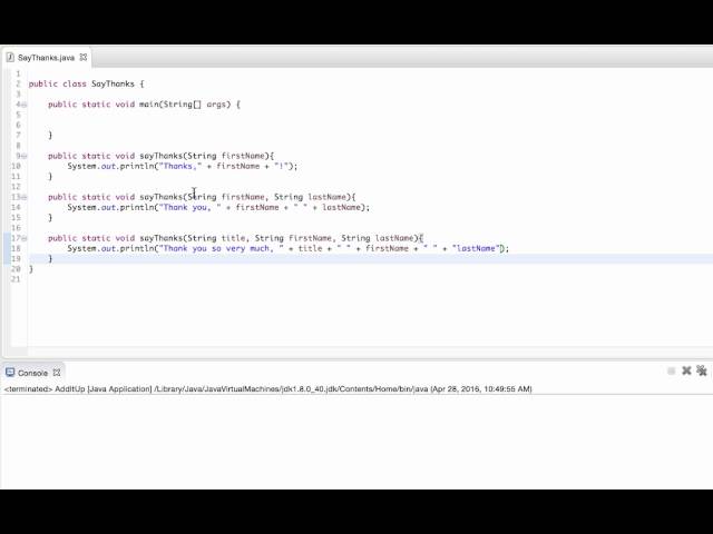 Overloading Methods in Java - Say Thanks Example