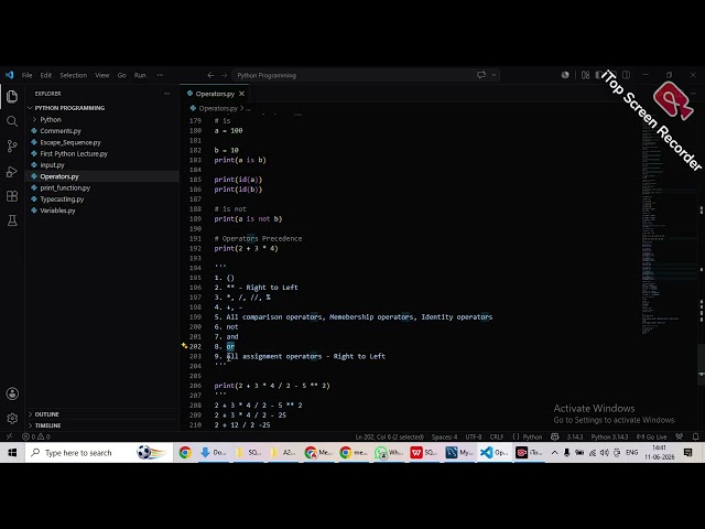 Python New Batch: Operators in Python Part - 4