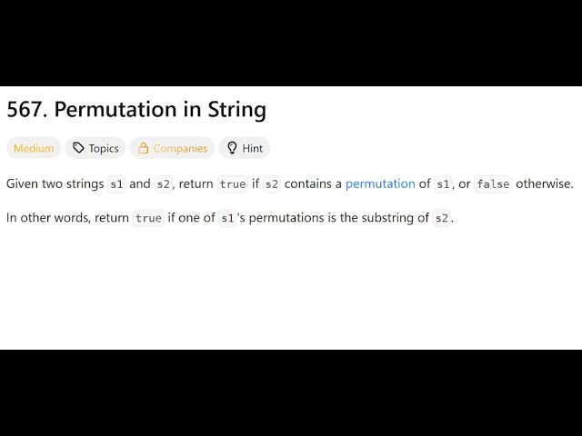 Permutation in String | @faang-academy