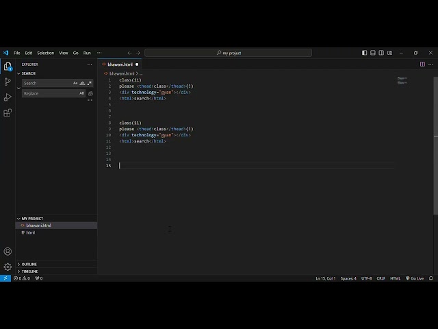 HTML   my project   Visual Studio Code