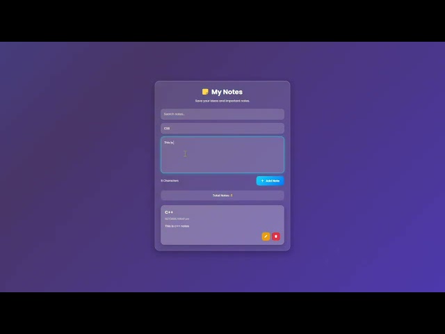 Build a Notes App Using HTML, CSS & JavaScript 🚀 | Beginner Project