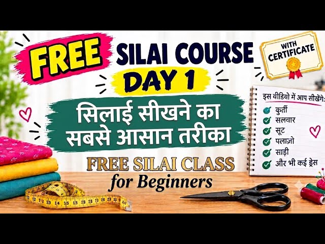 FREE Sewing Course Day 1 ✂️ | Easiest Way to Learn Sewing | With Certificate😱