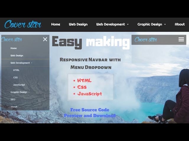 Responsive Navbar With HTML CSS & JavaScript  Dropdown Menu
