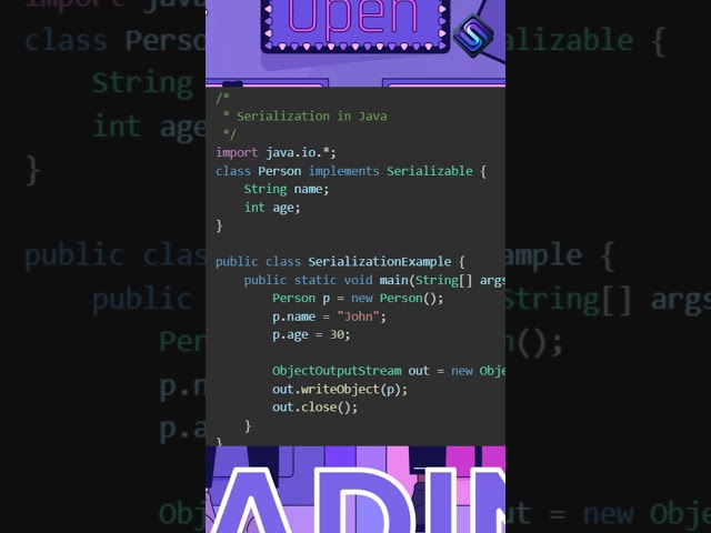 Serialization and Deserialization in Java | #javaprogramming #coding #shorts