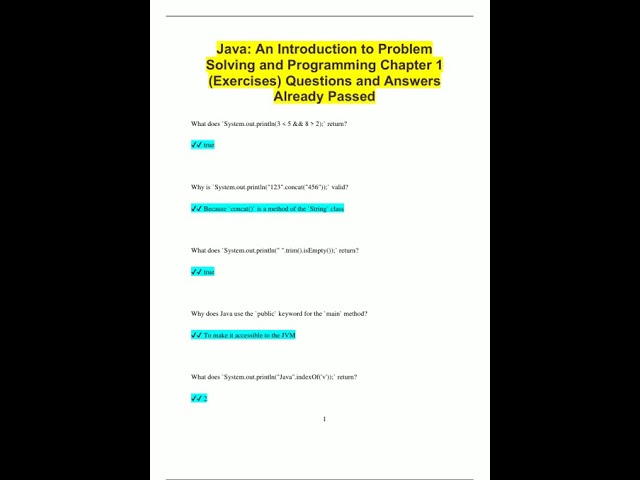 Java An Introduction to Problem Solving and Programming Chapter 1 Exercises Questions and Answers Al